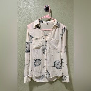 Express Ivory and Black Dandelion Button Down Shirt